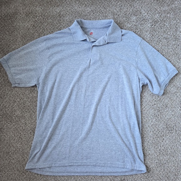 Hanes Other - Hanes Men's Polo Shirt Size L GRAY Comfort Blend EcoSmart